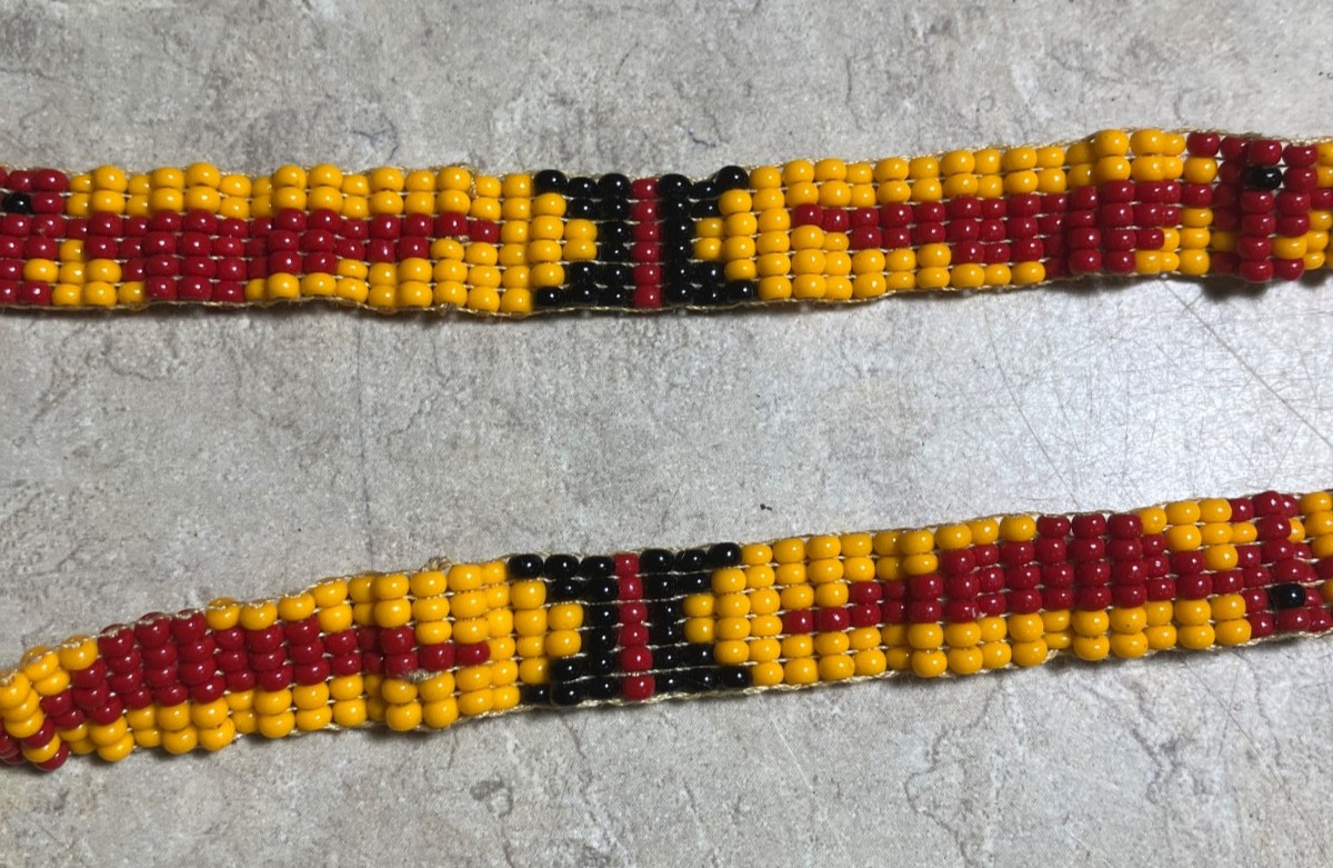 Antique beaded Native American hat band/head band-Thunderbirds-Navajo??