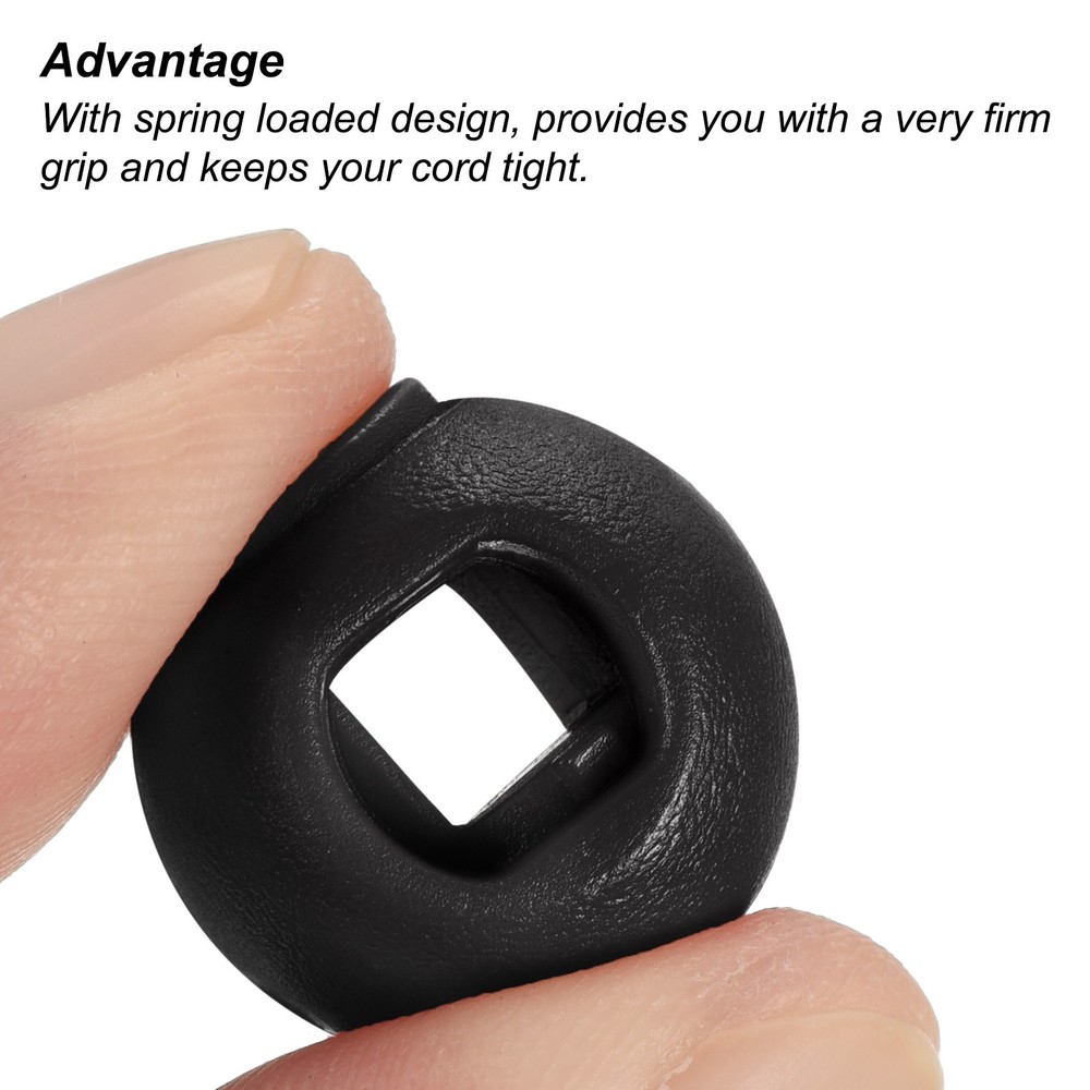 Cord Locks, 30 Pack Ball Spring Toggle Stopper, Black