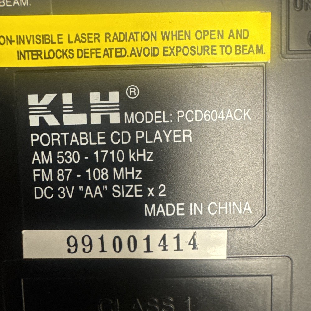 klh pcd604ack portable CD player