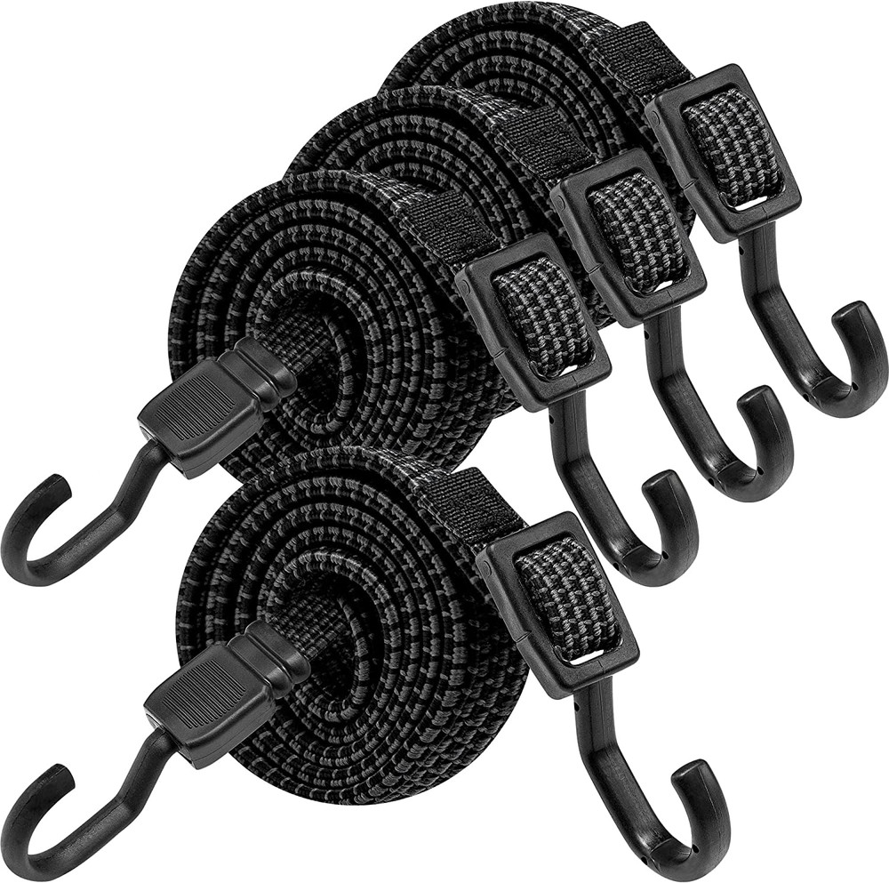 Bungee Cords with Hooks Heavy Duty, Flat Adjustable Bungee Cords with Hooks 4...