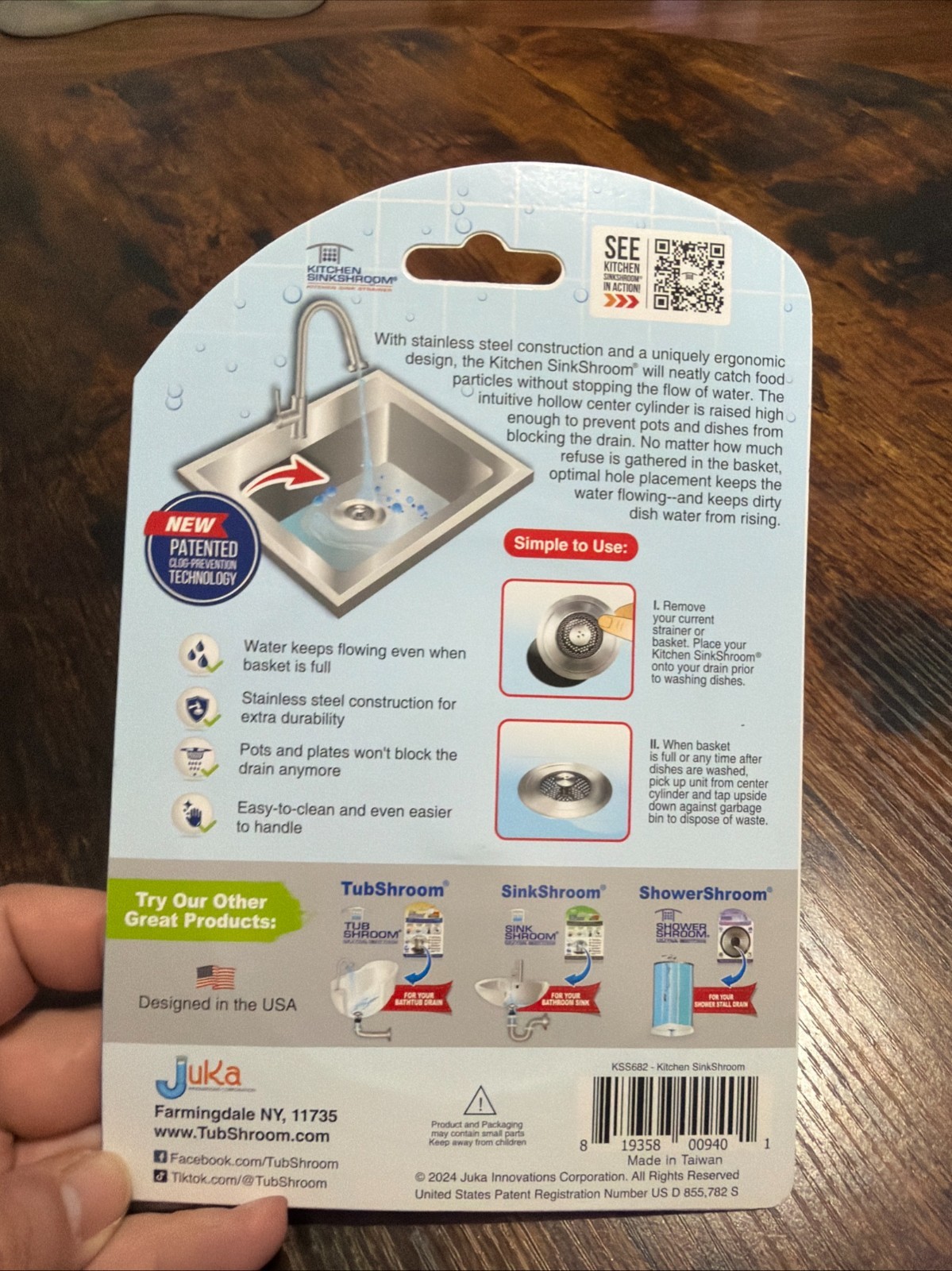 Kitchen Sinkshroom Revolutionary Clog-free Stainless Steel Sink Strainer, Chrome