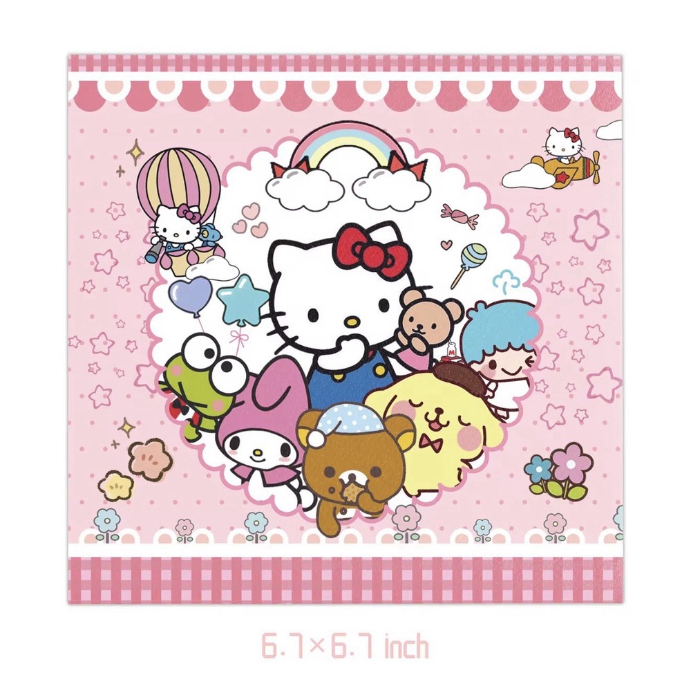 🎀✨ Hello Kitty Party Tableware Set with Glitter Cake Topper – Serves 10 ✨🎀