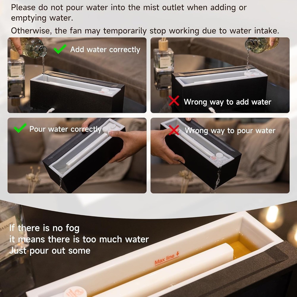 Fireplace Flame Air Diffuser Humidifier,7 Colors Aromatherapy Essential Oil Diff