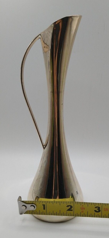 Silver Plate Vase with One Handle By Leonard Long Sleek Silver Vase