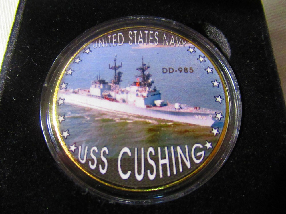 US NAVY - USS CUSHING (DD-985) Challenge Coin w/ Presentation Box