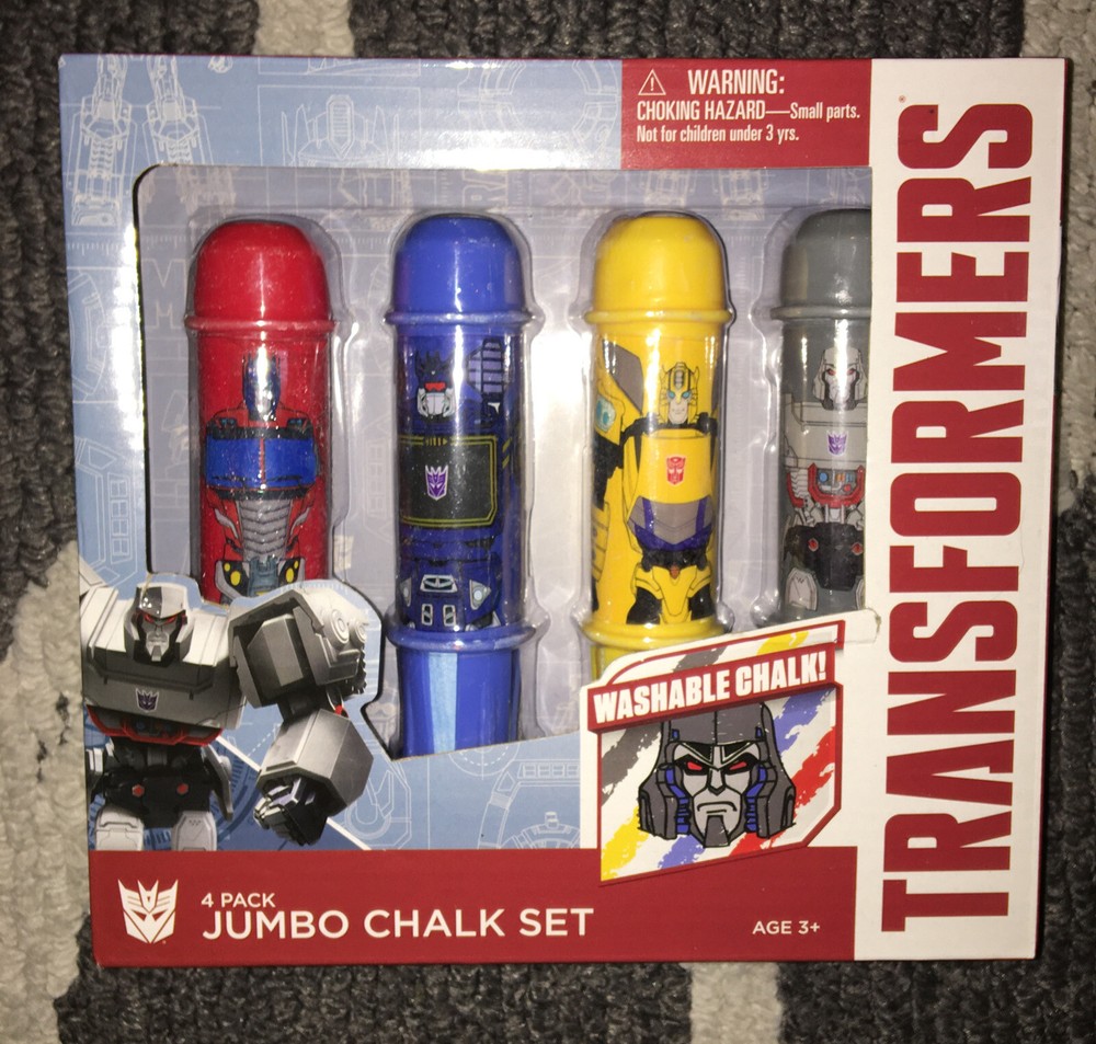 Hasbro Transformers Jumbo Chalk Holders 4 Pack Set bright Colors Ages 3+ NEW