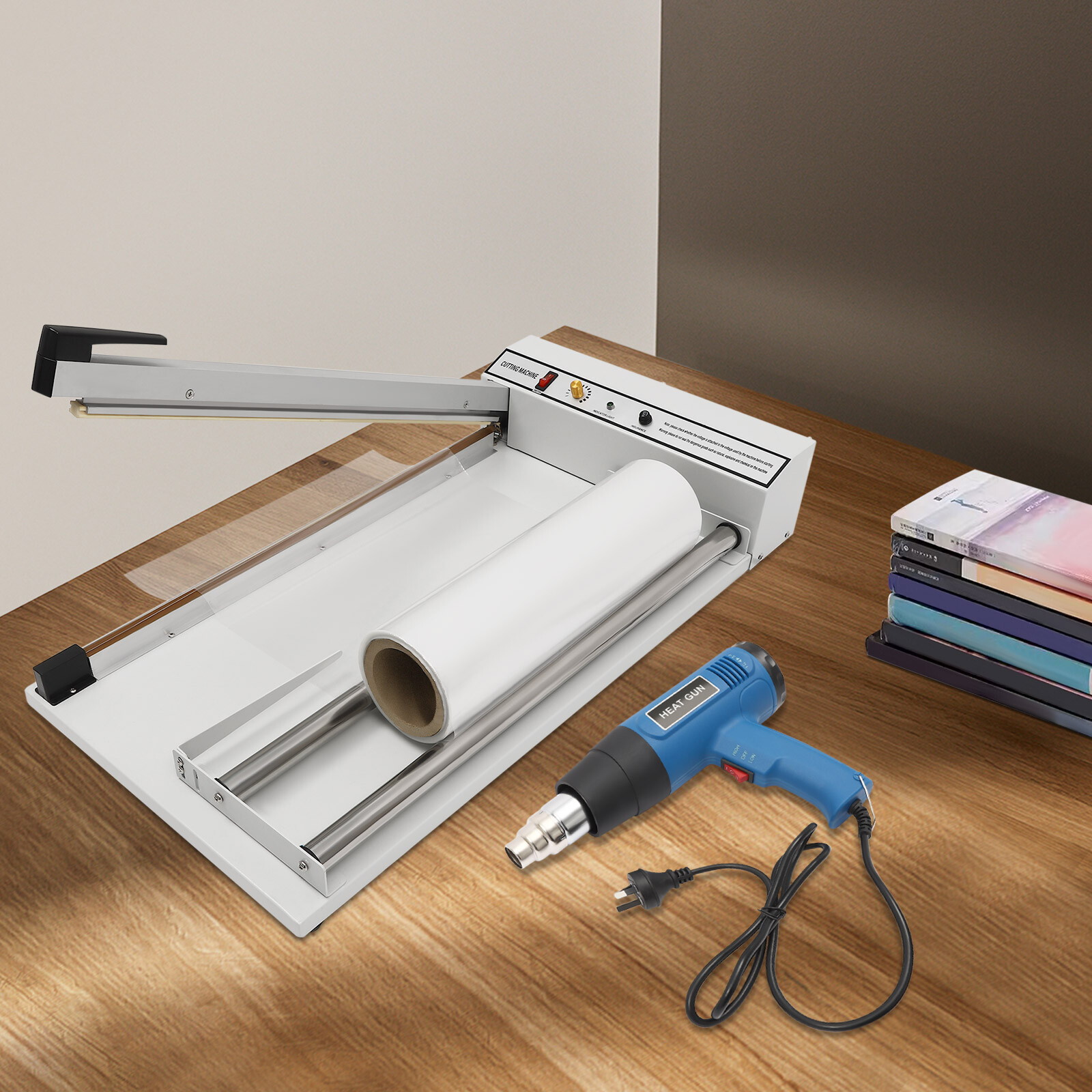 24" Shrink Film Wrap Machine, 530W Shrink Wrap Sealer with Heat Gun for PP PE