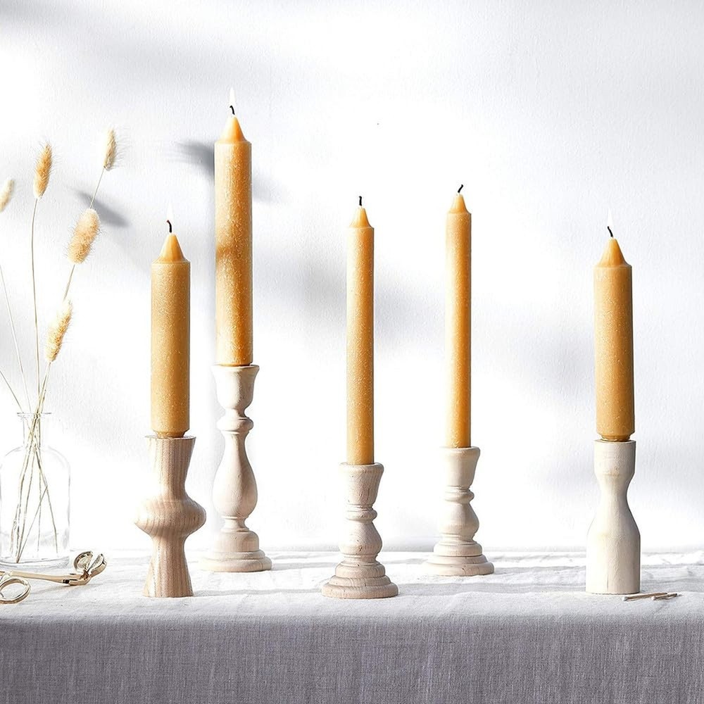 Root Candles 2-Count Unscented Dinner Candles Rustic Dripless Beeswax Blend T...