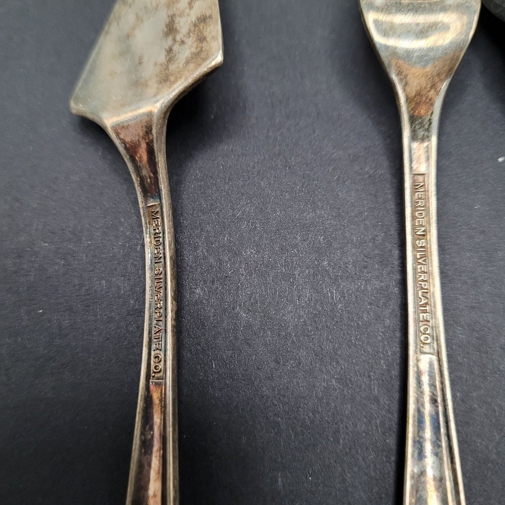 Cheese, Knife, Fork, Sugar 4 Set Marked Meridian Silverplate Co Hostess Set