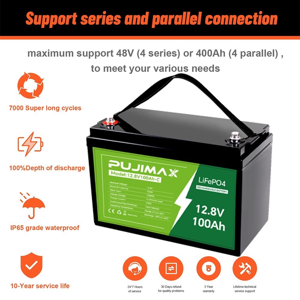 12V 100Ah LiFePO4 Lithium Battery Deep Cycles RV Marine Trolling Motors Off-grid