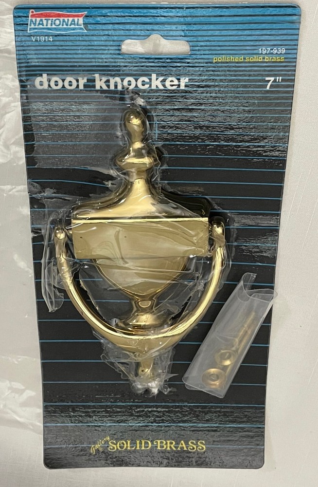 Large 7" Solid Brass Door Knocker National NOS in Package