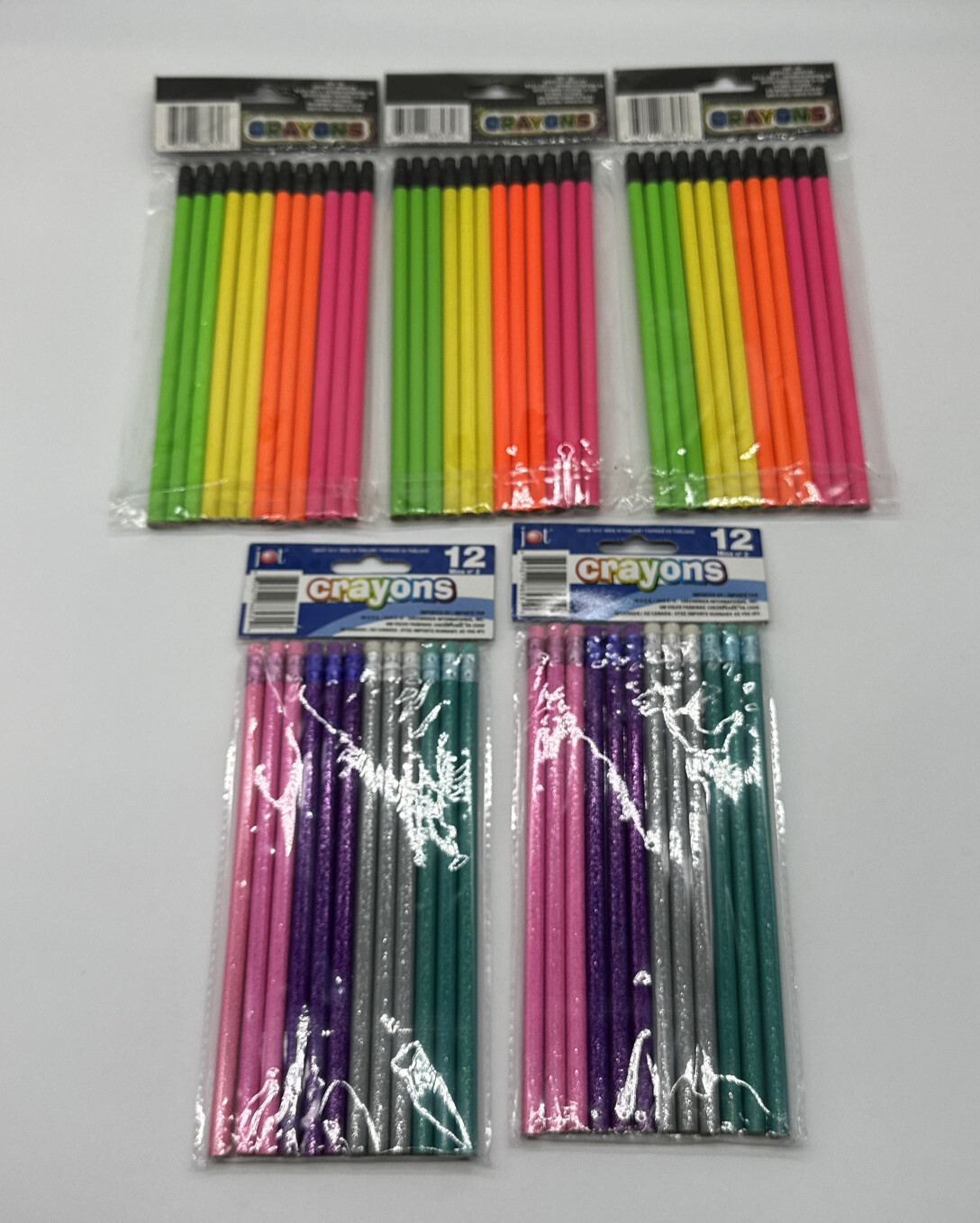 Neon & Glitter Color Wood Pencils #2 HB Lead w Latex Free Erasers 12/Pack Qty 5