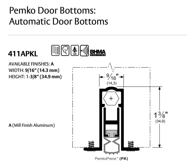 PEMKO 411APKL36 Automatic Door Bottom - 36"