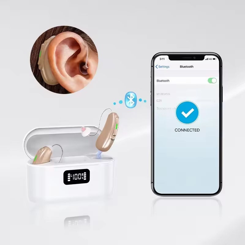 Rechargeable BTE Programmable Digital Bluetooth Hearing Aids With App Control