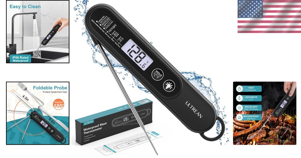 Ultra-Fast Waterproof Digital Meat Thermometer with Backlight