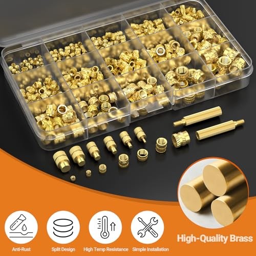 Threaded Inserts Set, 300Pcs Heat Set Inserts with M2 M3 M4 M5 M6 M8 Insert