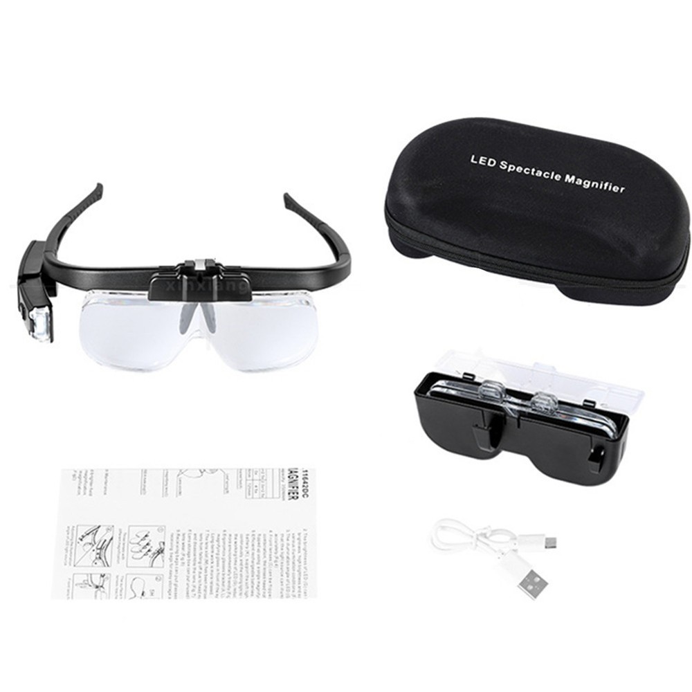 Rechargeable 6-Magnification LED Light Magnifying Glass Adjusting Magnifier Loop