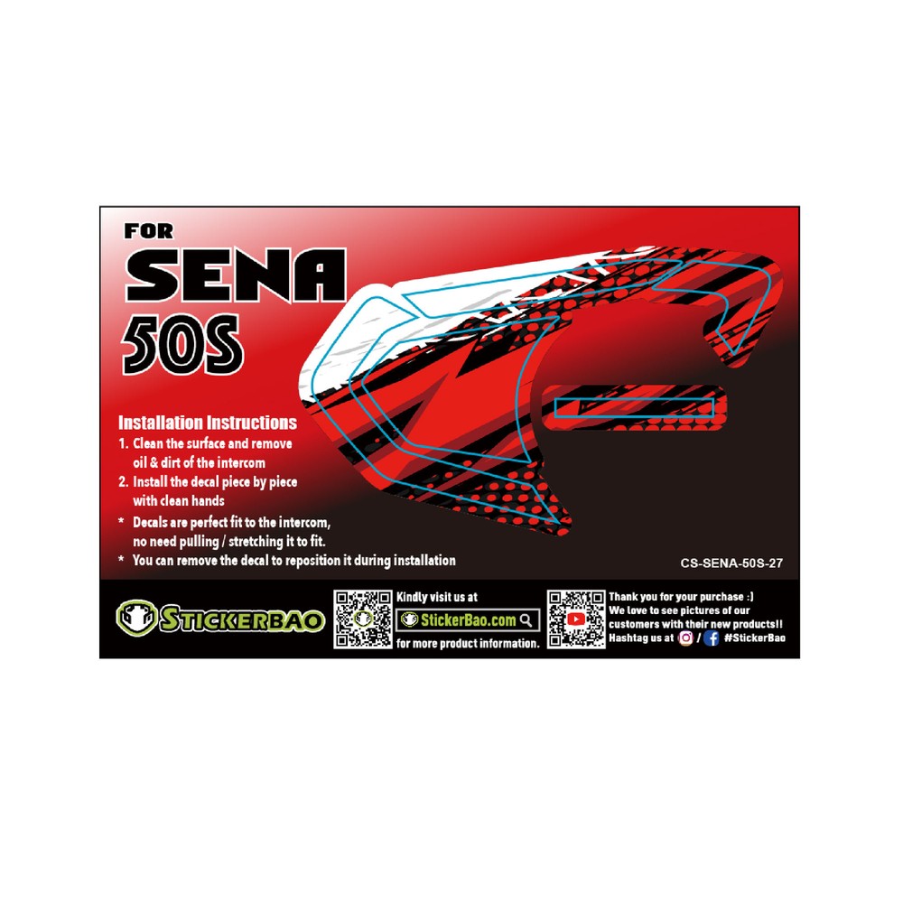 Red Stripe Device Surface Sticker For SENA 50S Intercom x1