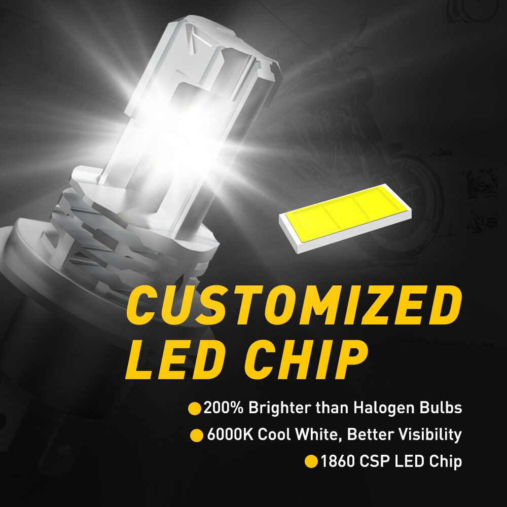 AUXITO H4 9003 HB2 LED Bulb Hi/Lo Beam White Motorcycle Headlight High Power M4