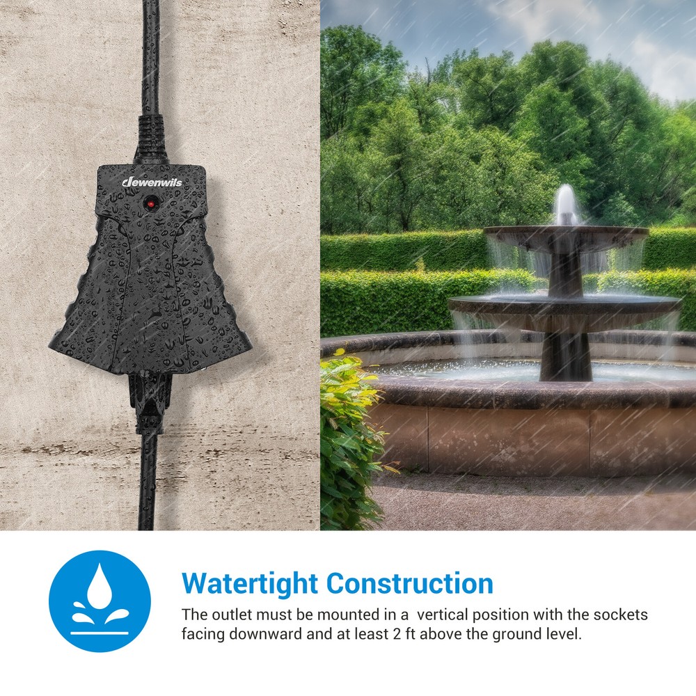 DEWENWILS Outdoor Wireless Remote Control Light Switch Outlet Plug 100 FT Range