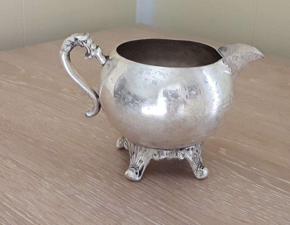 Vintage Silver on Copper Creamer 3 1/2"