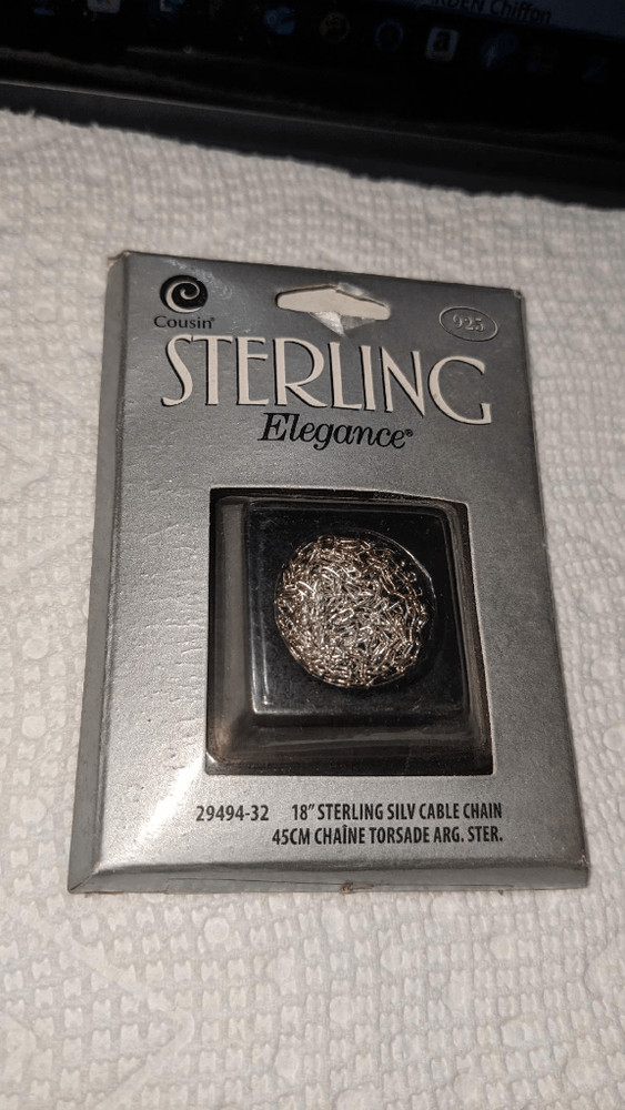 NIB Cousin Sterling Silver Elegance 18" Cable Chain