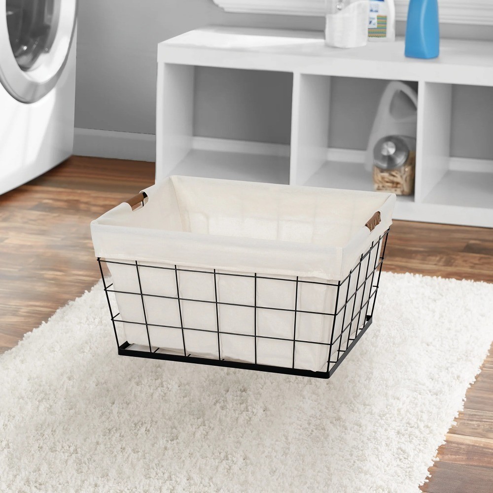 Large 60L Rectangular Laundry Hamper Basket for Adults Black Natural