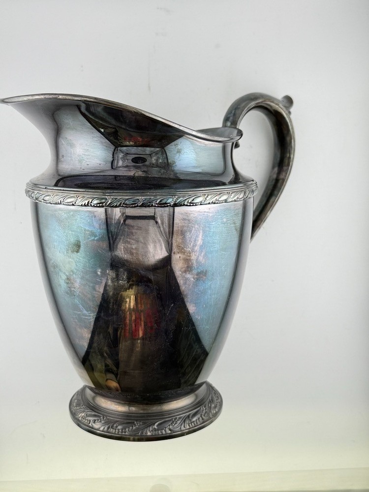 Antique WM Rogers Silverplate Pitcher Evan Dale Pattern Ornate Handle