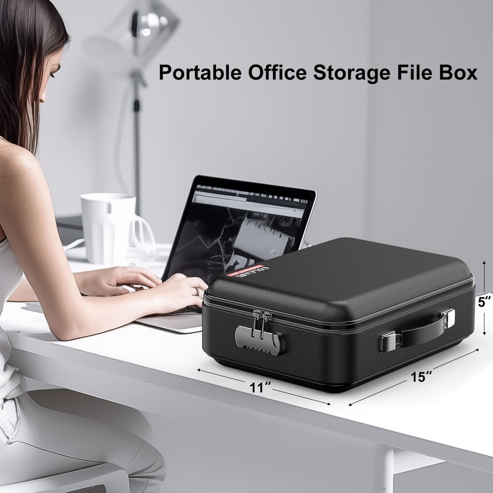 waterproof Fireproof Document Box - Zipper Lock Design for Ultimate Safety