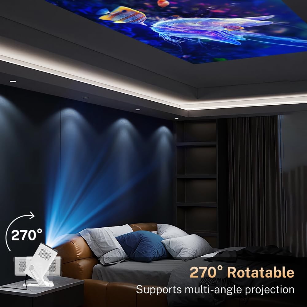 Mini Projector with WiFi 6 and Portable Small, VisualCube 300 White