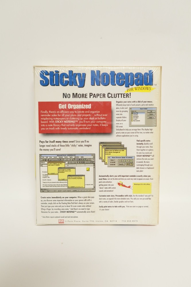 Sticky Notepad for Windows DSR Vintage PC Computer Program Software