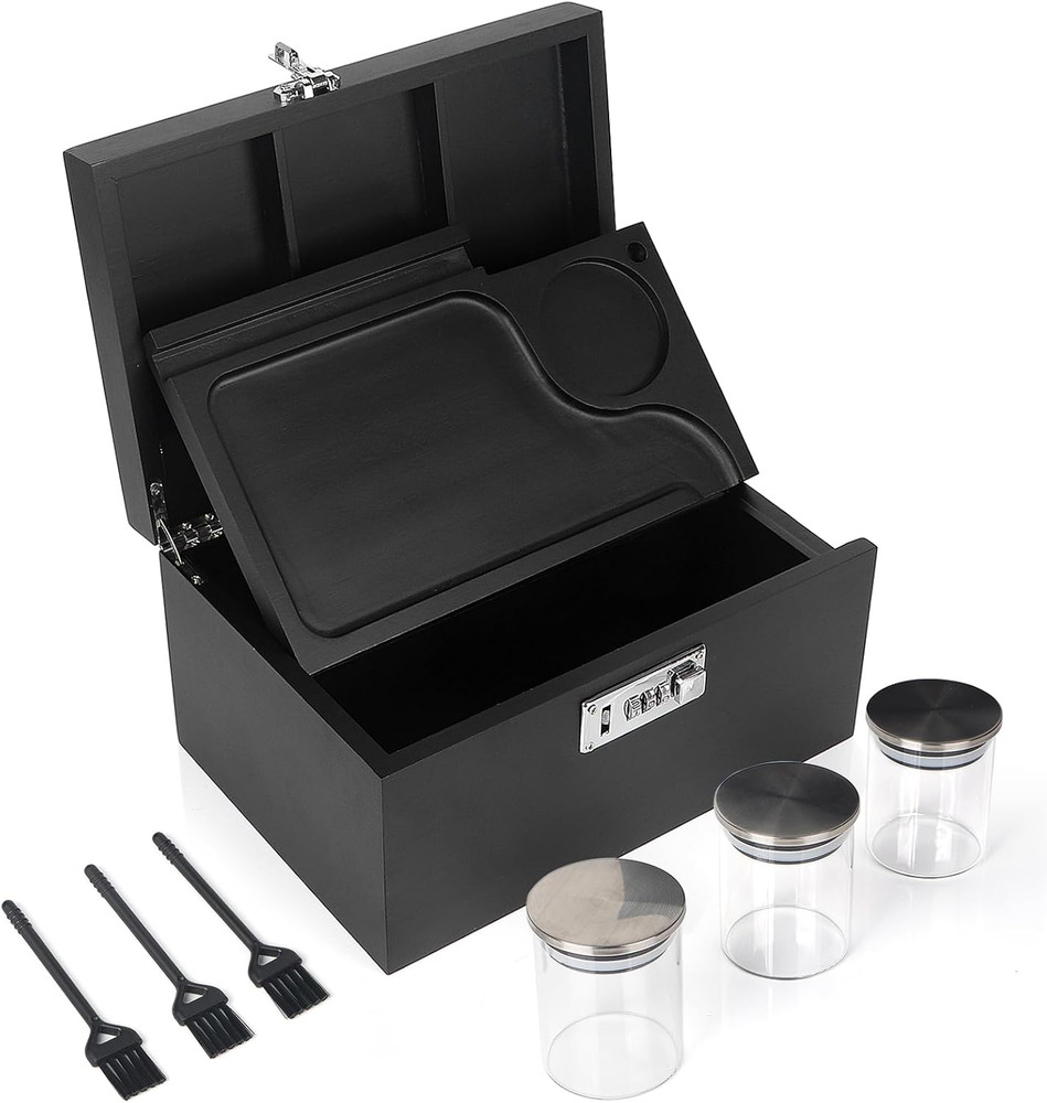 Large Bamboo Storage Box with Removable Slide-Out Tray, Versatile Decorative Loc