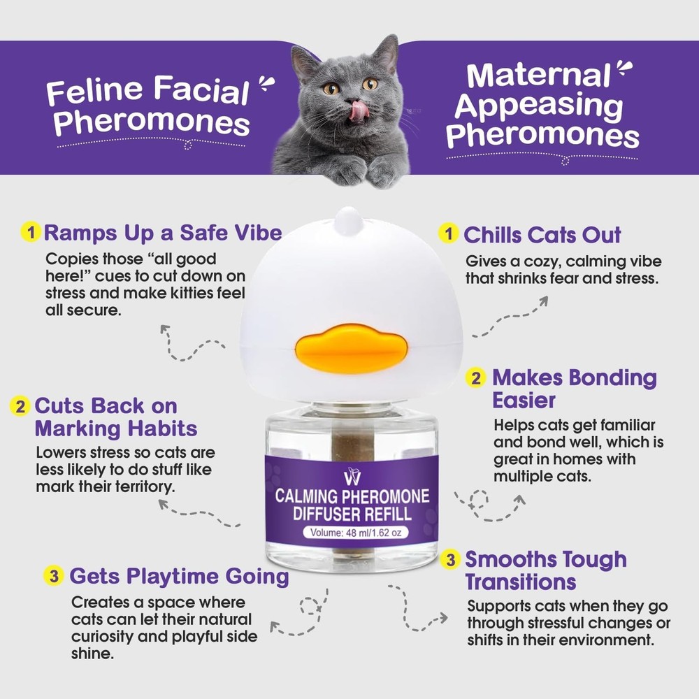 WRAERC Cat Calming Diffuser Multicat Effective Solution to 2 Pack, purple