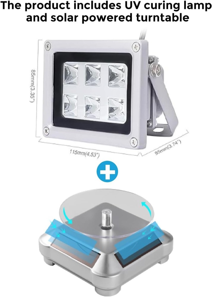 3D Printer UV Resin Curing Light with Solar Turntable 360°Rotating Stand for SL