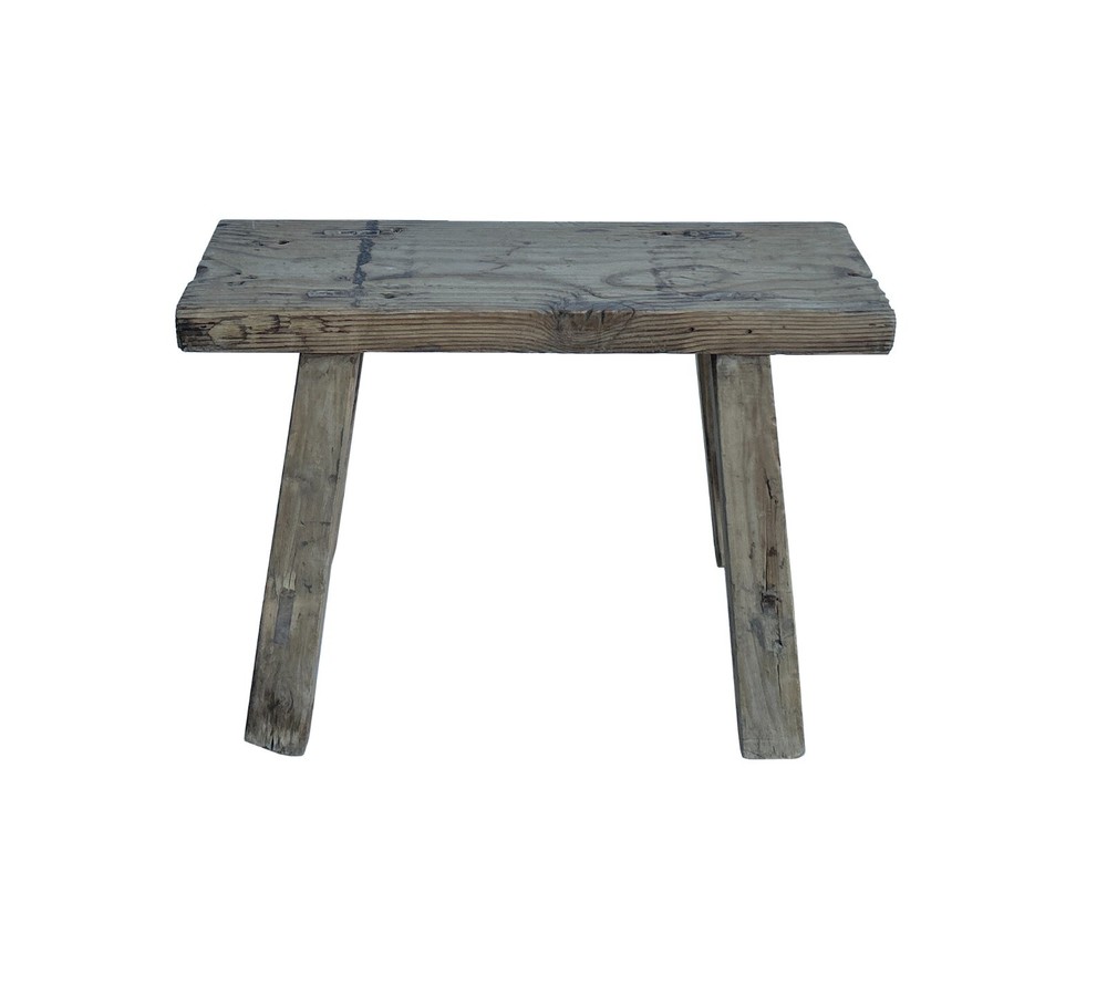 Rustic Raw Rough Wood Grain Rectangle Slim Stool Bench Side Table JK331
