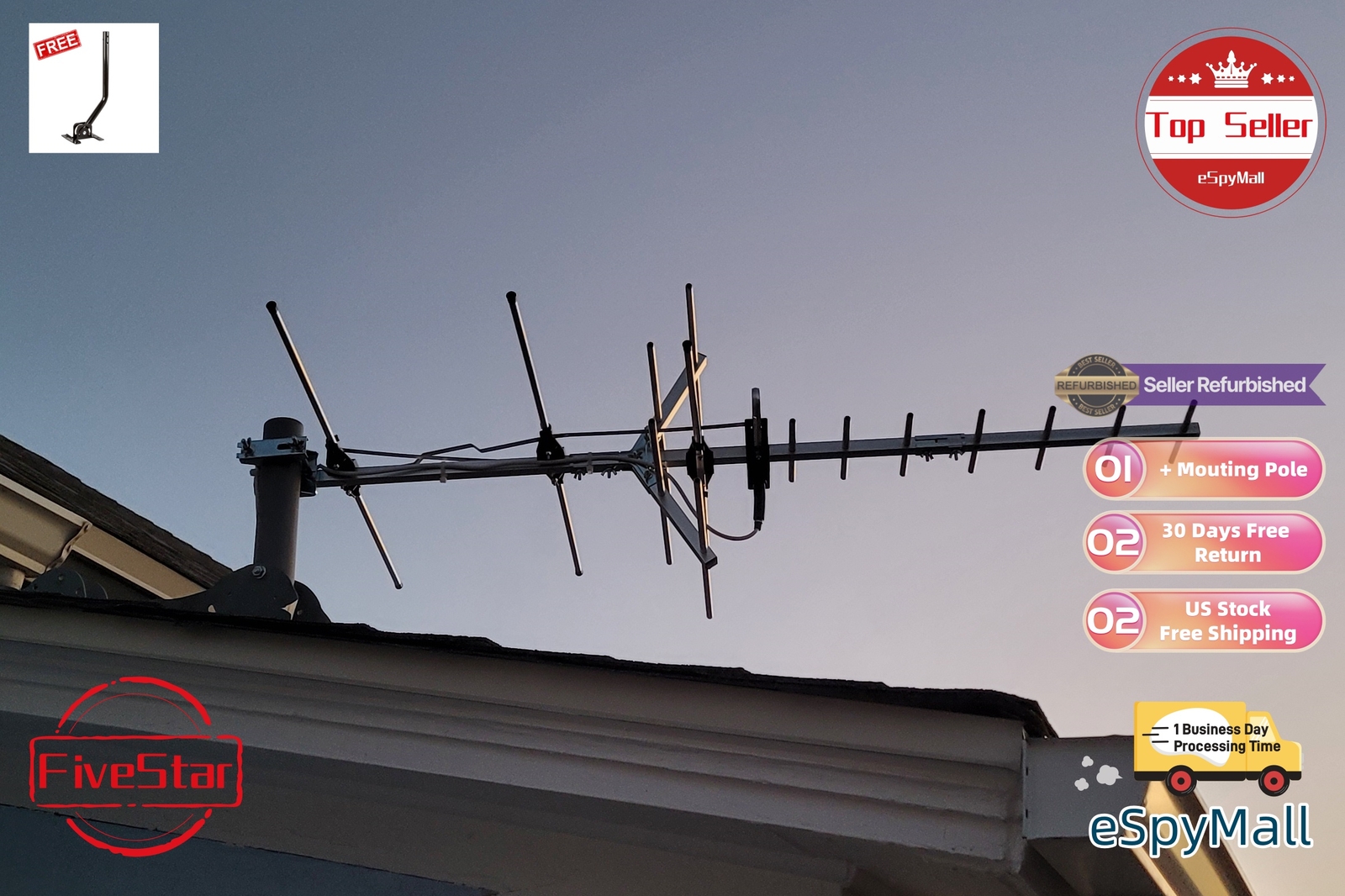 Heavy Duty Yagi Outdoor TV Antenna 300 Mile for All-Weather Performance