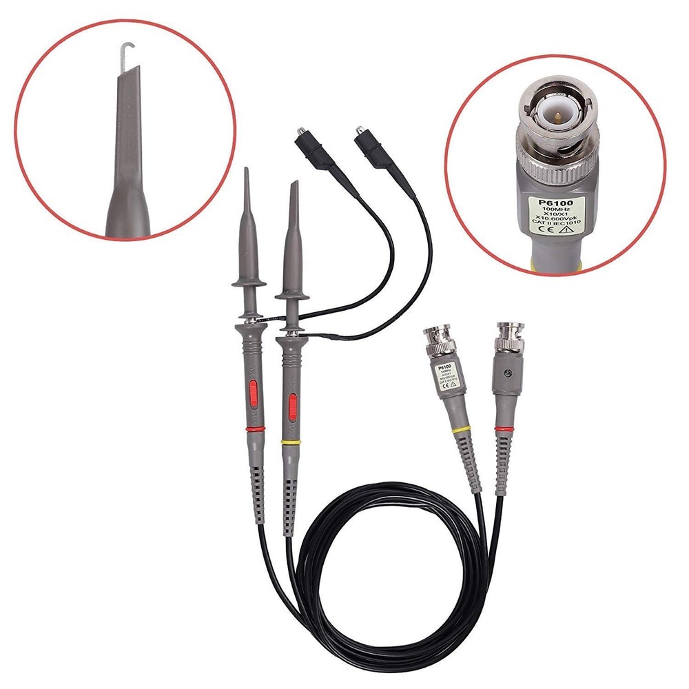 Oscilloscope Probe Kit 100MHz BNC Leads Clips Accessories for Electronics
