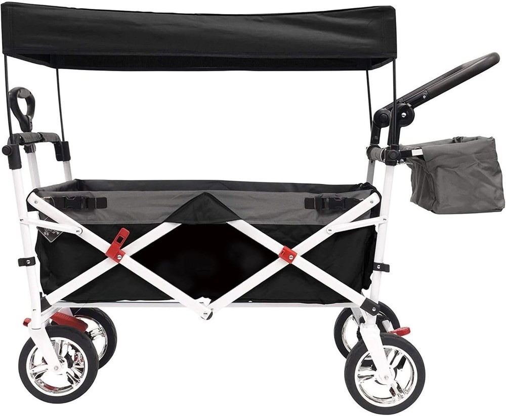 Creative Outdoor Push Pull Folding Wagon for Cargo | Beach Park Garden Black