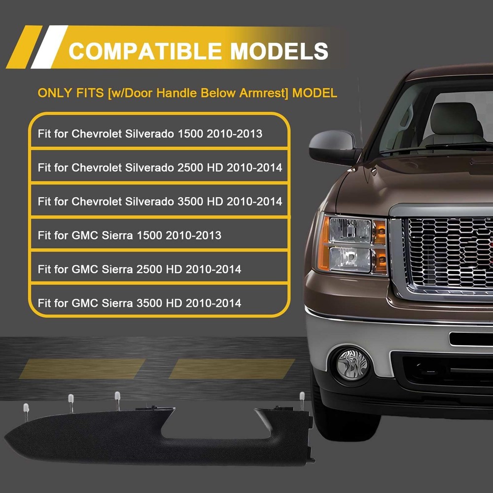 LLYZFED 22818465 Front Left Driver Side Armrest Side, Black