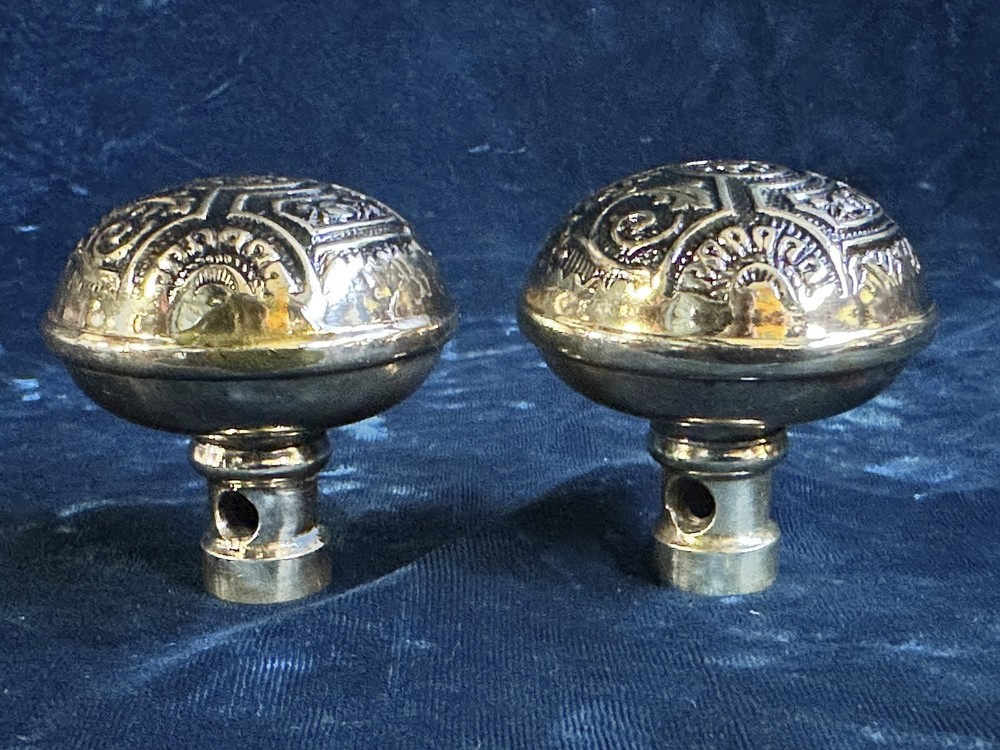 Antique Victorian Ornate Corbin Ceylon Passage Set Door Knobs & Backplates *