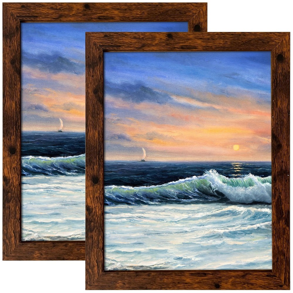 8x10 Picture Frame Dark Brown for Wall Mounting or Tabletop Display, 2 Pack
