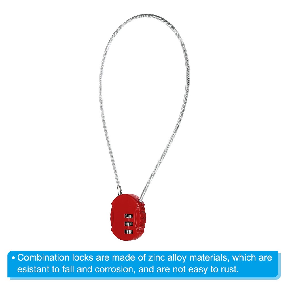 Small Combination Block 14.9", 1pc 3 Digit Luggage Lock, Red
