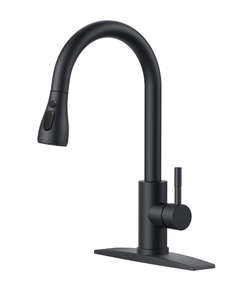 Black Kitchen Faucet with Pull Down Sprayer, High Arc Single Handle Stainless...