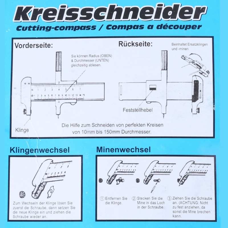 Compass Cutter Adjustable Precise Circular Cutter Rotary Compass Circle Cutter