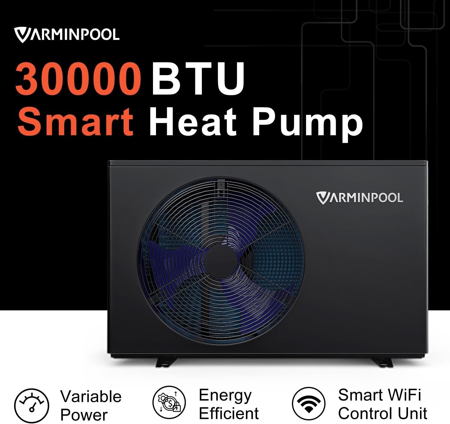 VARMINPOOL 110V Pool Heat Pump Water Heater 30000BTU