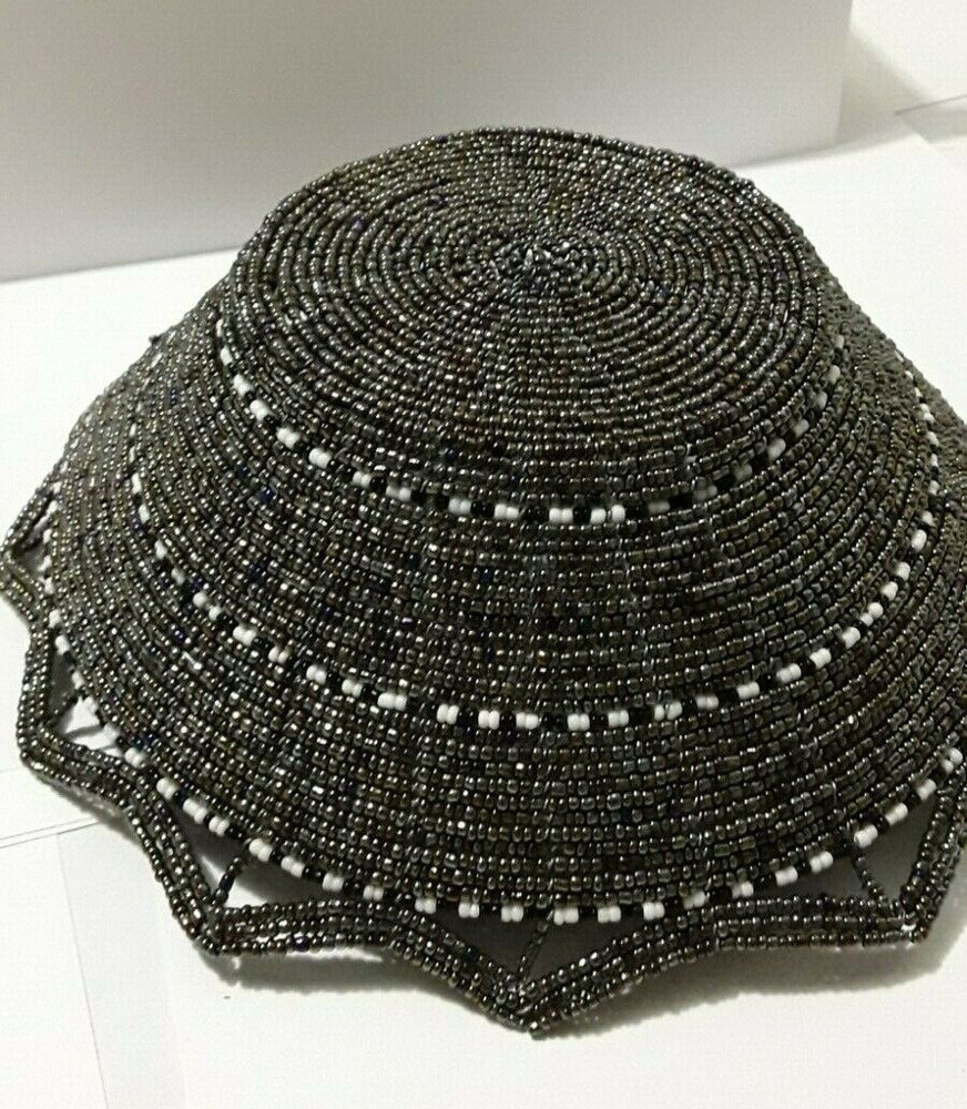 Beaded Bowl Copper Wired Hand Crafted 8.5" Vintage