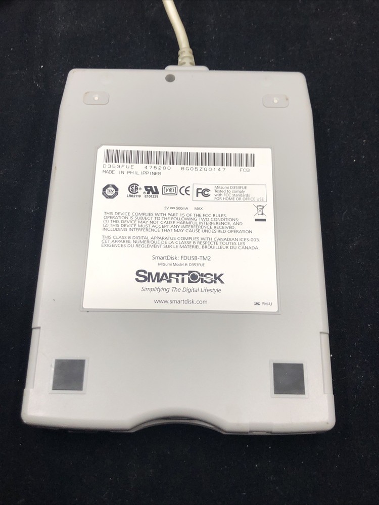 SmartDisk FDUSB-TM2 USB External 3.5” Floppy Disk Drive Mitsumi D353FUE