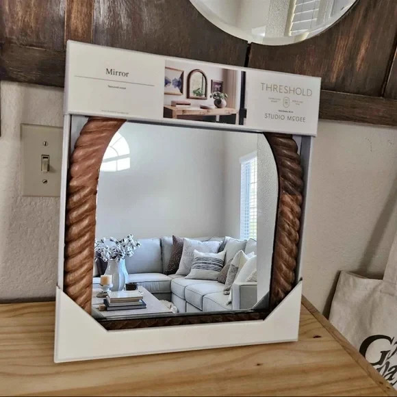 14”x16” Textured Wood Mirror - Threshold™ designed with Studio McGee