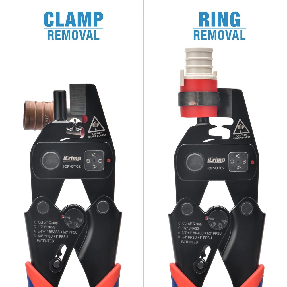 PEX Crimp Fitting Removal Tool for Removing 1/2", 3/4", 1" PEX Copper Crimp
