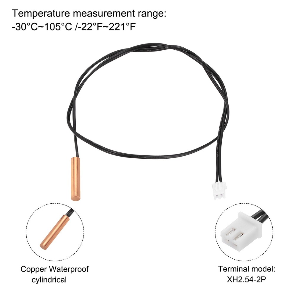 100K NTC Thermal Sensor Probe, 19.7" Cylindrical Sensitive Temp Sensor